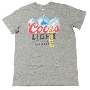 Coors Light Men's Gray Graphic T-Shirt Cold As The Rockies Beer Tee Medium NEW